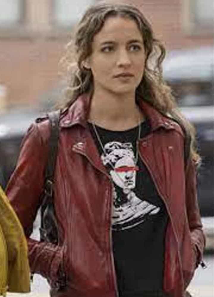 THE REPUBLIC OF SARAH (SARAH COOPER) STELLA BAKER RED LEATHER JACKET